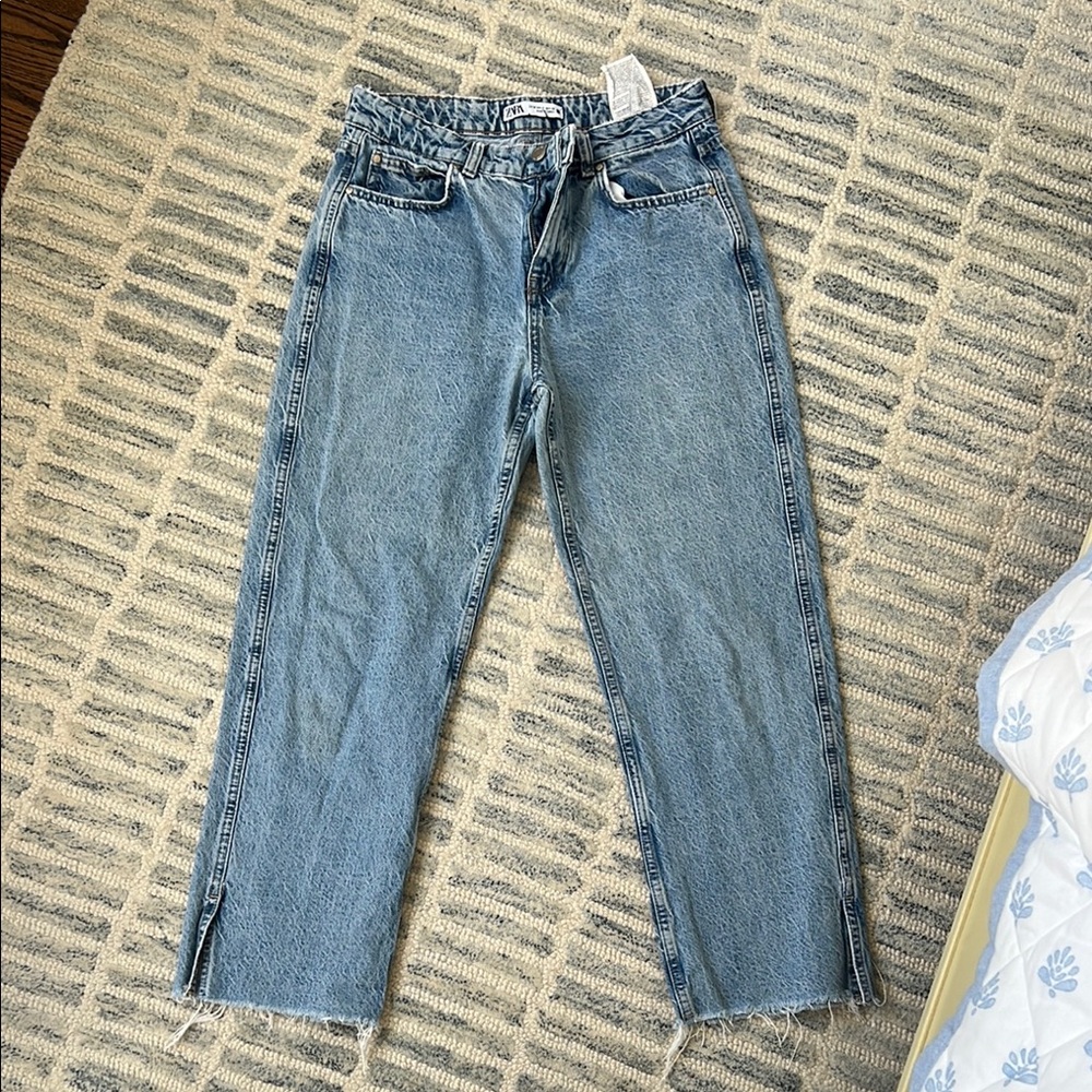 Zara Blue Ankle Cropped Pants